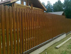 Металлический штакетник под дерево на ленточном фундаменте купить Москва